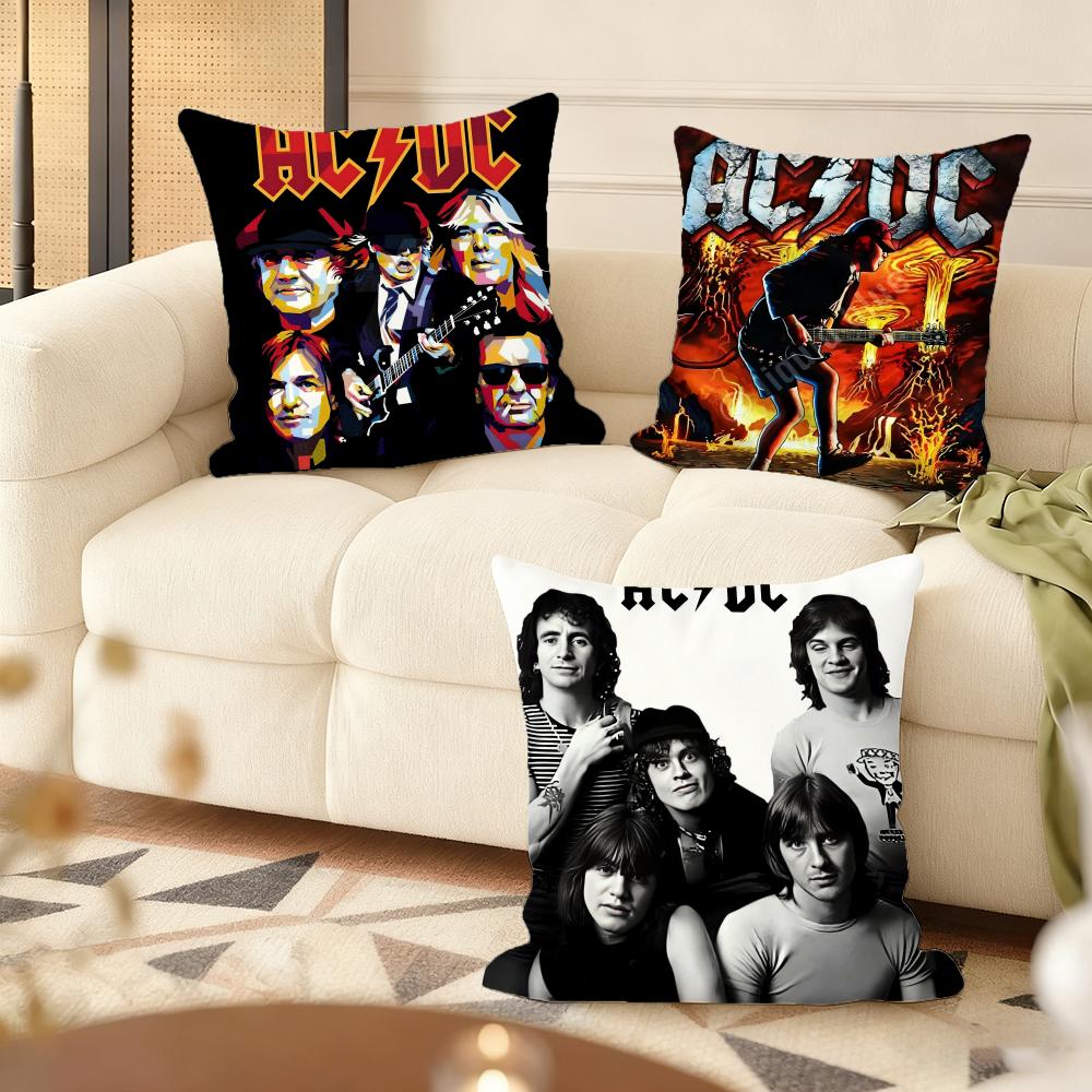 Kuddfodral Silkeslen Kort Plysch Hemmasoffa Kuddfodral - Dold Dragkedja Heminredning A-A-ACDC Rockband