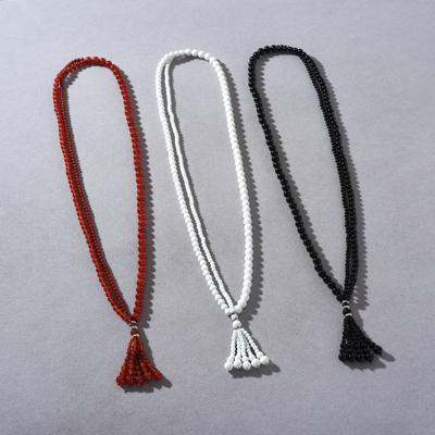 Niche Hand-Woven Agate Round Beads Fringed Beaded Pendant Long Chain Commuter Daily Neck Chain Fashion Trend Necklace