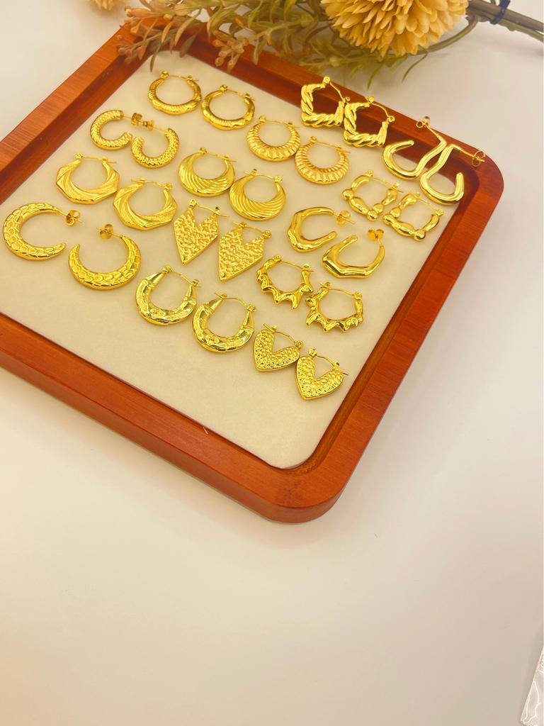 Multi-Style Vintage New Design 18K Gold Plated Irregular Earring Waterproof Stainless Steel Huggie Hoop Jewelry for Women