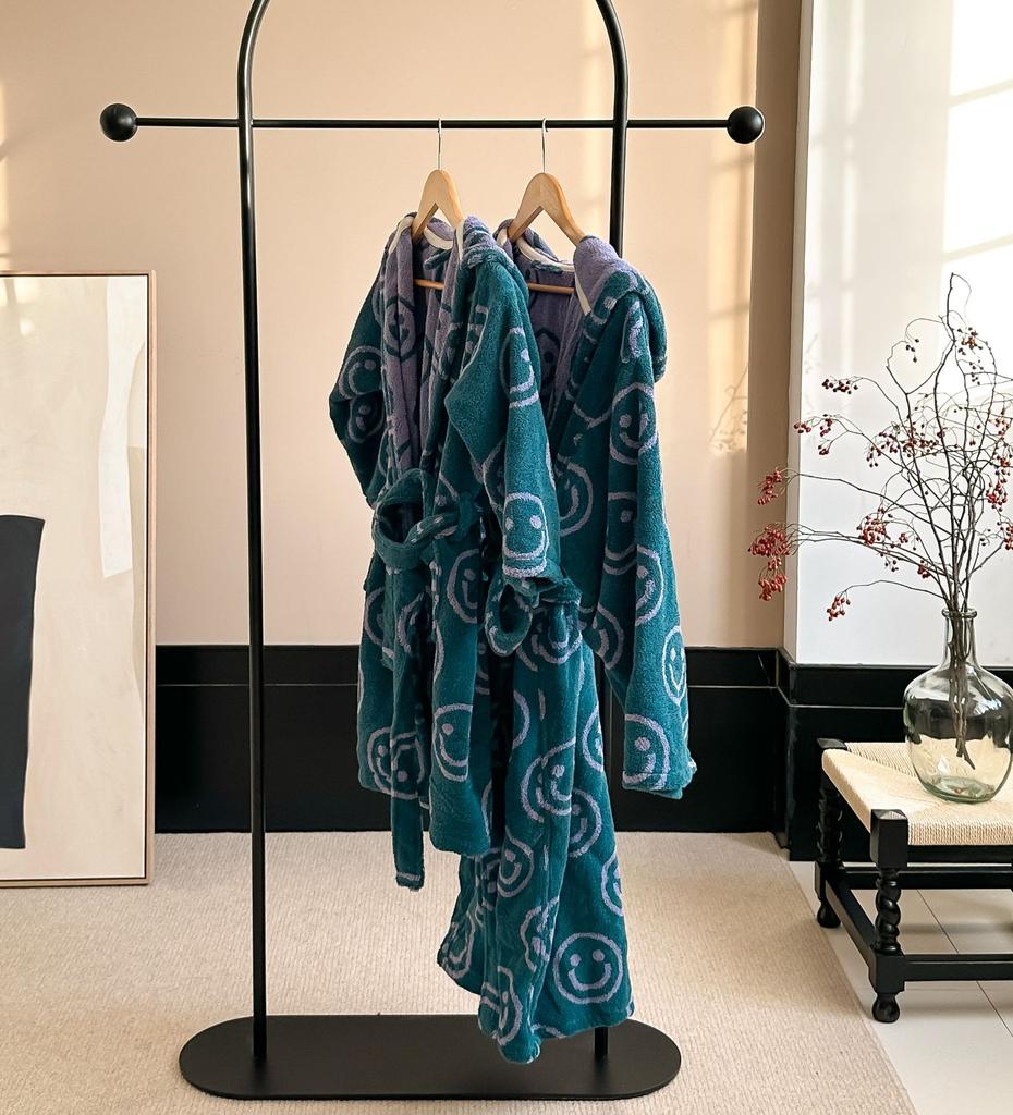 Smiling Face Retro Parent-Child Bathrobe Refined Sparse Long-Staple Cotton Bathrobe Cotton Yarn-Dyed Long-Staple Cotton Bathrobe