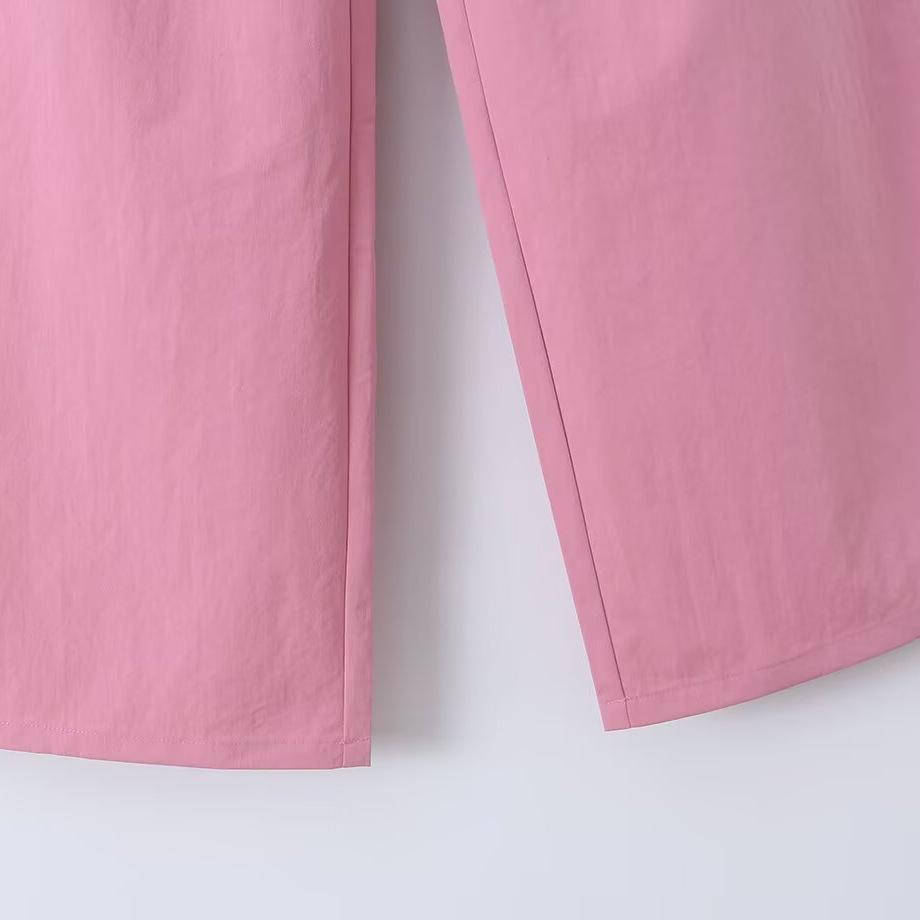 European and American French women's clothing fashion versatile mid-waist straight casual trousers 6113901637