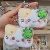 Green Clover Cat Plush Small Kitty Keyring Kawaii Charm Keychain for Women Girls Cute Bag Pendant Key Chains Couple Friend Gifts