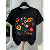 New Women's T-shirts Black White Grey Colorful Floral Print Round Neck All-Season Trendy Comfortable New Year Valentine Gift Top