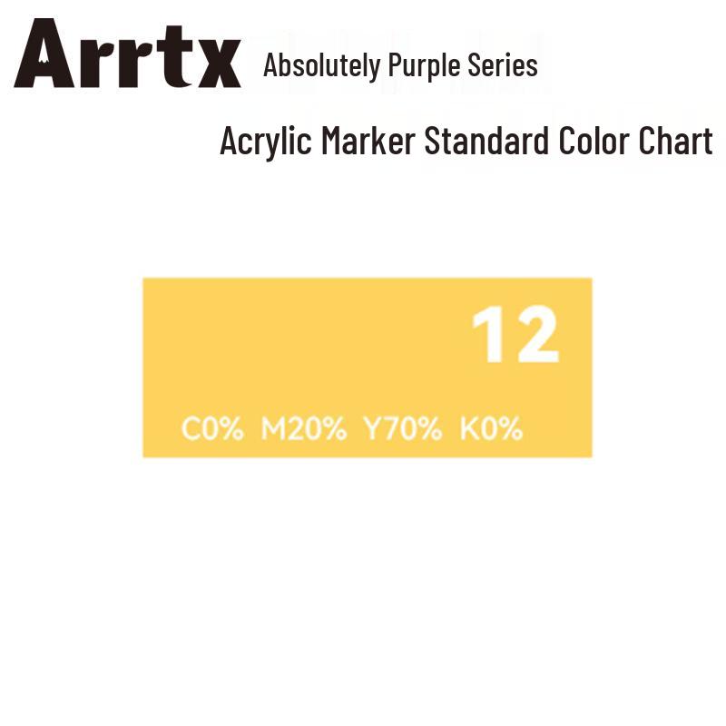Arrtx Ataishi Akrylový marker s měkkým hrotem, Jeden kus, Absolutní fialová, Styl A/B, 30 barev, Voděodolný, Rychleschnoucí, Krycí.