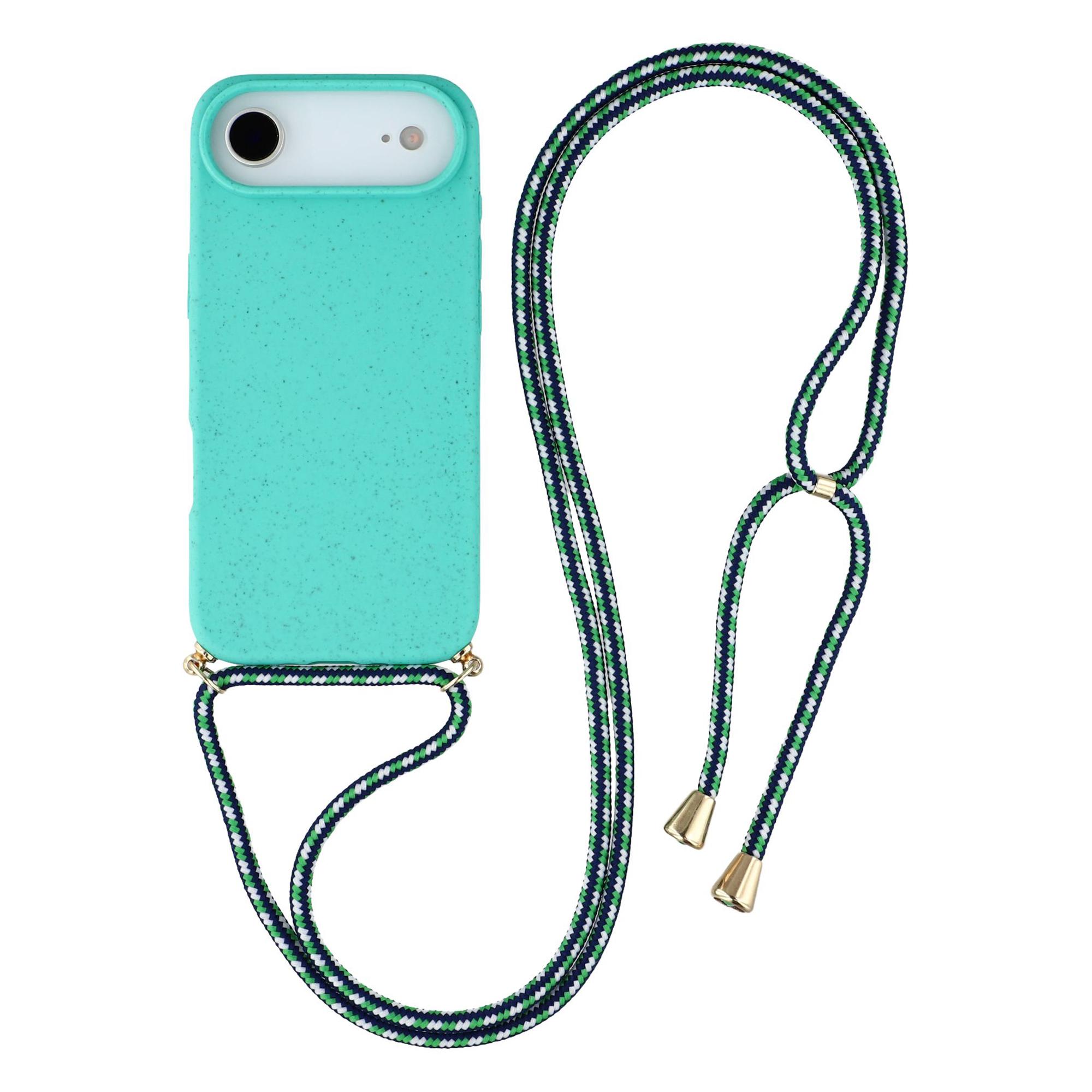 

Для iPhone 17 Air Case Биоразлагаемый Чехол для Телефона из Пшеничной Соломы+ТПУ Экологичный с Ремешком Sky Blue