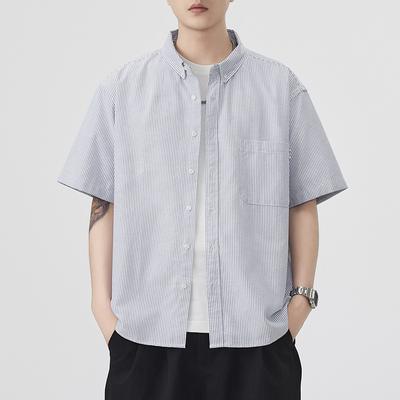 Summer Thin Japanese Retro Short-sleeved Shirt Men's American Trend New Loose Mid-sleeved Shirt
