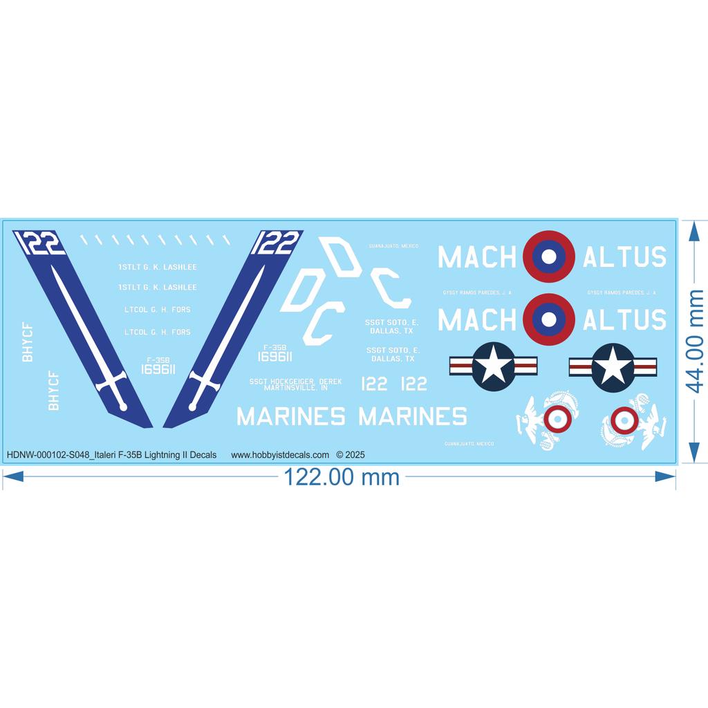 Italeri F-35B Lightning II Decals - 1/48 - Water Decal