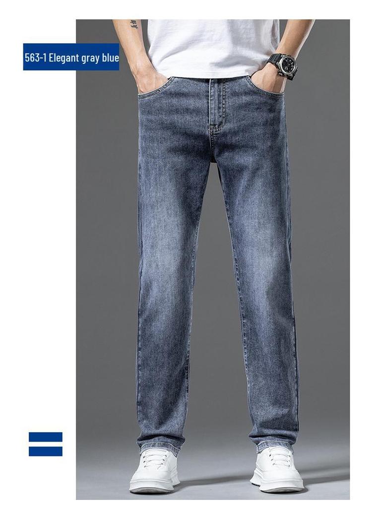 Hellblaue Loose Straight Jeans für Herren – Trendy Frühlings-/Sommermode, Freizeithose