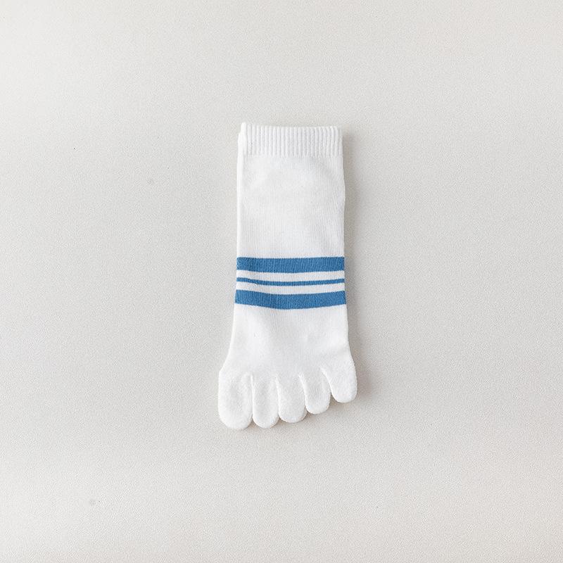 Fünf-Zehen-Socken, Damen-Streifen-Baumwollsocken, Atmungsaktiv, Anti-Sportler und Schweißabsorbierend, Kurze Socken mit Zehentrennung, Sport-Baumwollsocken