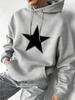 Trendy street style hip-hop style loose top with five-pointed star print men's hooded sweatshirt for autumn and winter casual wear