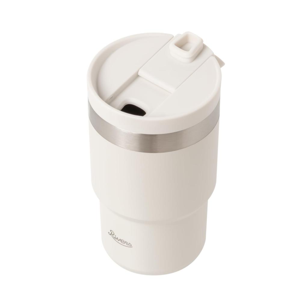 Rivers Wall Mug Shade 300ml with Vacuum Insulated Stainless Insulated for Iced White (Insulates Cold/Hot), Lid, Tumbler, Leak-Resistant, Steel, Car,