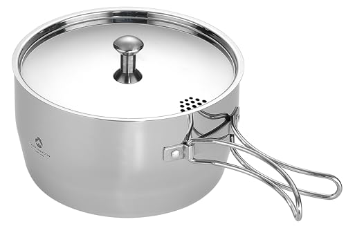

CAMPING MOON Camping and Outdoor Saucepan, Stainless Steel, Aluminum, and Triple-Layer Steel, 2.0L, CC-18