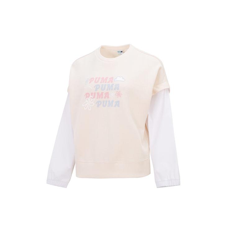 Puma Sweatshirts Women's Ecru Crew Neck Moderate 536092-99