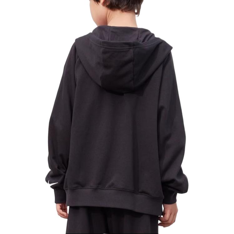 Nike Hoodie Jacket 3Brand Series Logo Print Raglan Sleeve Hooded Zipper Kids Jackets Black NY2342057GS-002