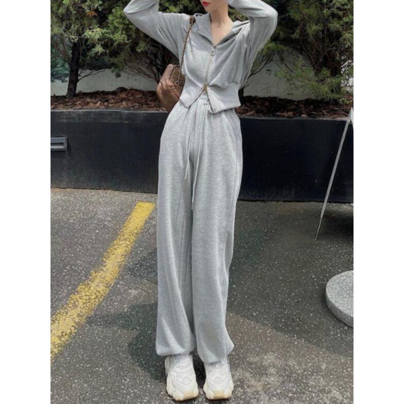 Hoodie Jacket Sweatpants Suit Hooded Short Sweatshirt Outwear Sports Pants Suit Women