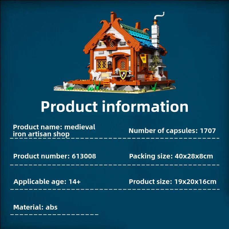 1707PCS Medeltida Smedja Byggklossar Europeisk Gatuvy Klossar Modellset Med Ljus Barn Pedagogisk DIY Leksak Gåva