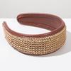 Fascia Estiva Intrecciata in Paglia Cerchietto per Capelli Bohemian con Texture in Rafia Fascia con Rifinitura in Pelle Copricapo Casual per le Vacanze Accessorio da Viaggio