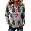 Women's Fashion Casual Button Front Long Sleeve Christmas Top with Collar