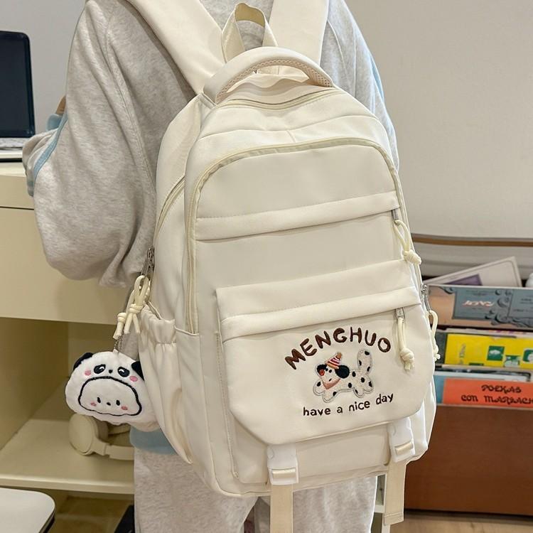 New Cartoon Puppy Embroidered Schoolbag High Value Korean Version Ins College Style Junior High School Students Multi Layer Backpack