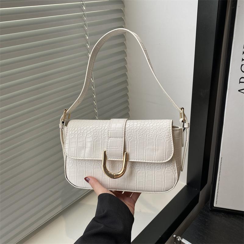 

Летняя новая однотонная простая высококачественная текстура темпераментный деловой стиль женская универсальная портативная сумка через плечо под мышкой для женщин белый