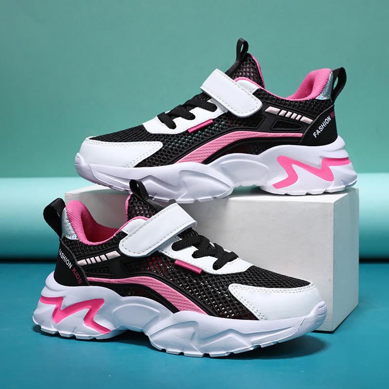 Girls' shoes 2025 spring, summer and autumn new boys' breathable mesh leather casual running shoes children's trend sports shoes