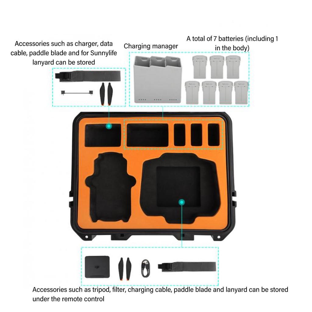 Drone Carrying Case with Non Slip Handle Plastic EVA Large Capacity Sealed Shockproof Drone Waterproof Hard Case for Mini 4 Pro