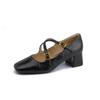 Grape Mother Retro Single Shoes Women's 2025 Spring New Mary Jane Square Head Women's Shoes French Soft-soled High Heels Outer Wear
