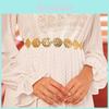 Retro Metal Women Waist Chain With Carved Flower Design For Summer Festival Accessory