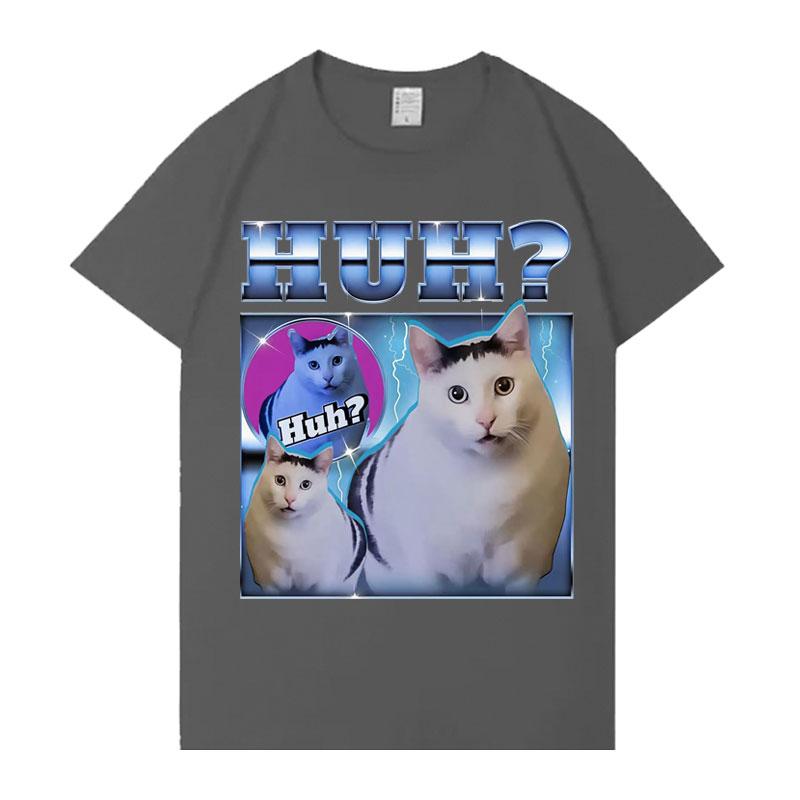 2026 Huh Meme Cat T Shirts Funny UnisexWomen Short SleeveTshirt Trendy Summer Aesthetic ONeck Loose Tops High Quality Tees Shirts