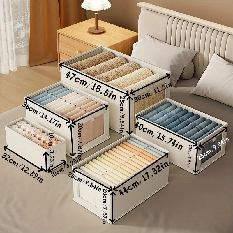 1pc Visible Wardrobe Storage Organizer with Clear Window Large Capacity for Home Closet Bedroom T-Shirt Underwear Pants Organiza