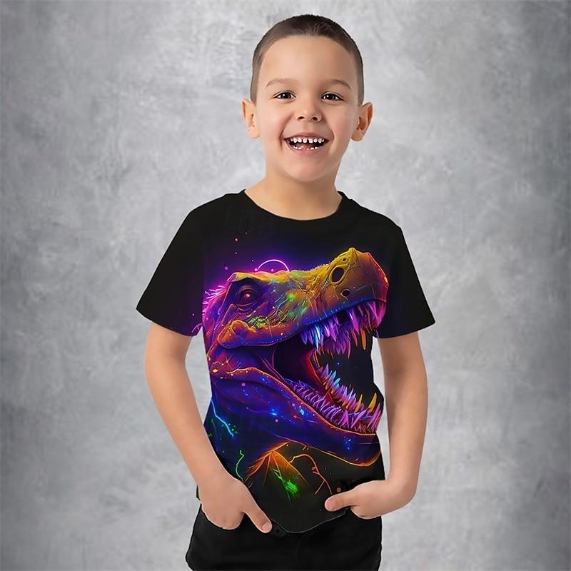 

Boys 3D Graphic Animal Dinosaur T shirt Tee Short Sleeve Summer Spring Fashion Basic Kids 4-12 Years 1112 Years160cm