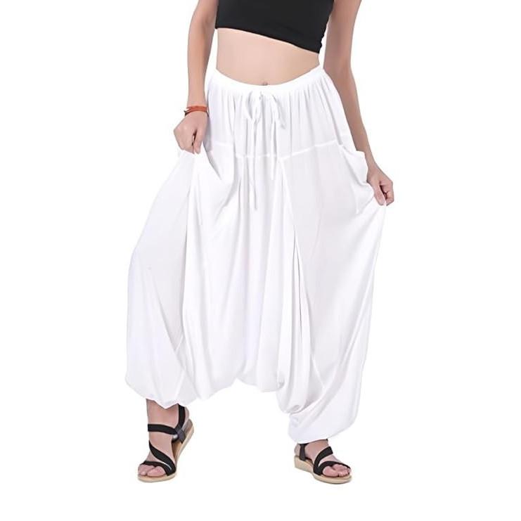 Women White Loose Baggy Pant Indian Party Wear Ethnic Boho Gypsy Harem Pants