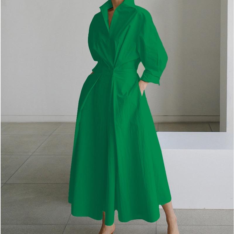 Fashion Elegant Long Sleeved Loose Dress Women Spring Autumn New V-neck Casual Simple Female A-line Printed Dresses Women's Clothing