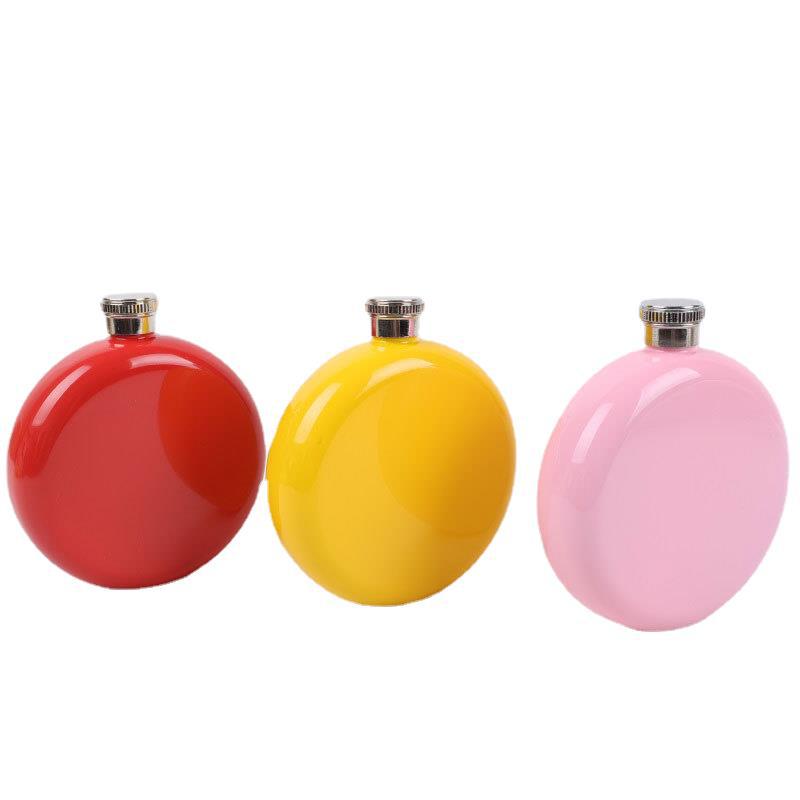 Round 5oz Stainless Steel Hip Flask Paint Whiskey Wine Bottle Alcohol Liquor Pocket Flagon Colorful