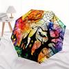 Halloween Stained Pumpkin Moon Round  DecorUmbrella, Portable 3-Fold Compact Umbrella,Christmas Gift ES601