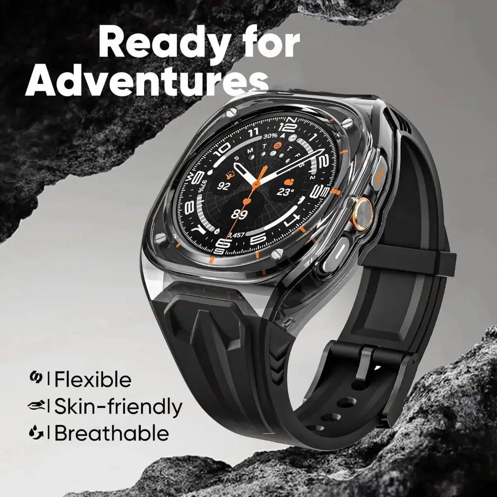 Mod Kit Armband + Hülle für Samsung Galaxy Watch 7 Ultra 47 mm Silikon Loop Band Armband für Galaxy Watch Ultra Herren Sportarmband