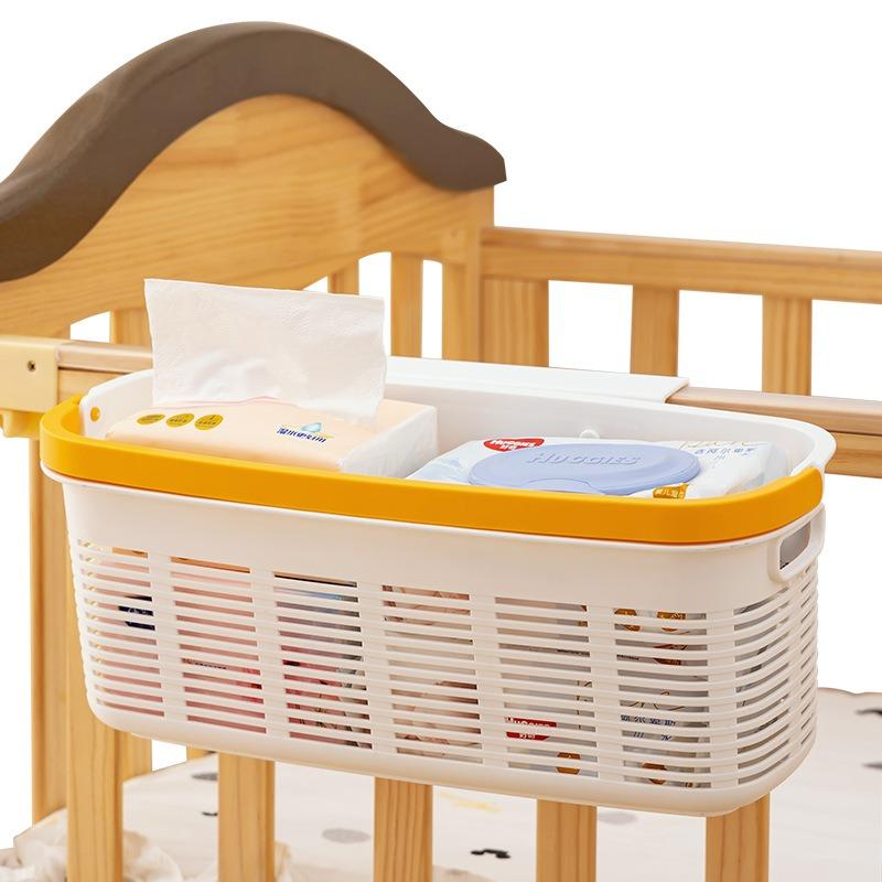 Baby Crib Sundries Storage Baskets Home Feeding Bottle Diapers Organize Box Bibs Clip Bedside Plastic Small Items Storage Basket