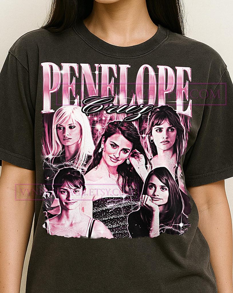 Penelope Cruz Shirt, 90s Vintage Retro Bootleg Penelope Cruz T-Shirt, Spanish Actress Graphic Tee, Hollywood Icon Fan Shirt