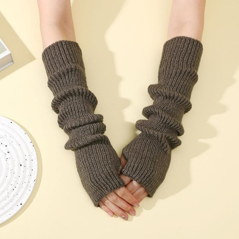 Botvotee Arm Warmers Free Shipping Sleeves for Women Y2k Accessories Knit Warm Winter Extend Sleeves Fingerless Gloves Black