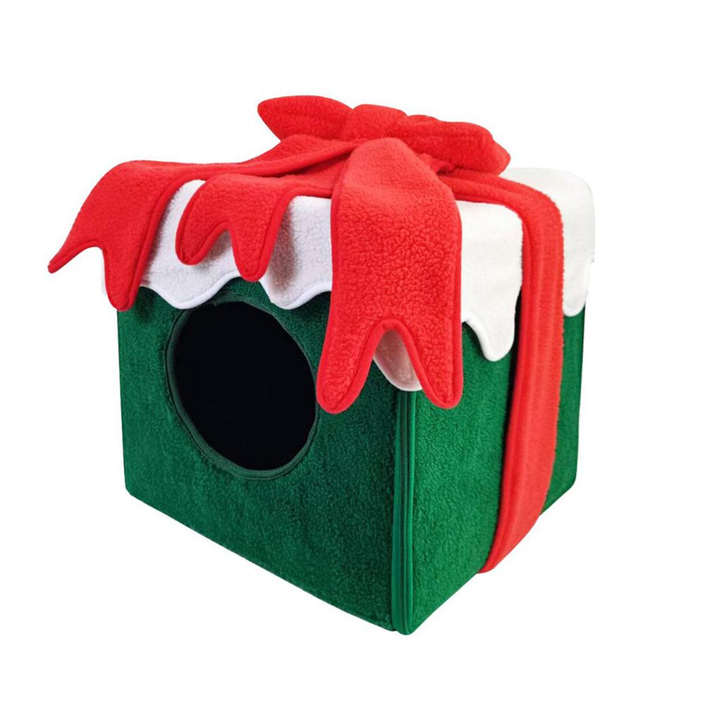 Christmas Cat Cave Christmas Cat Houses For Indoor Cats Kitten Cat House Christmas Gift Box Shape Square Pet Nest