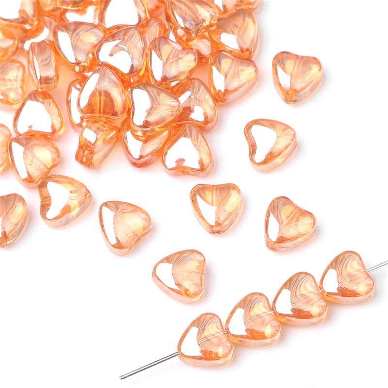 Glaspläterade Persikohjärta Kristall Droppformade Pärlor för DIY Örhängen & Armband