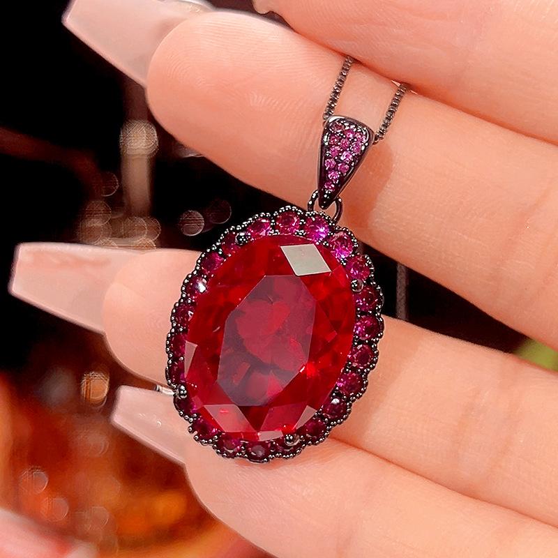 

Ювелирные изделия Медное основание с золотым покрытием Имитация красного корунда Премиальный набор в форме яйца Женский камень 15 * 20