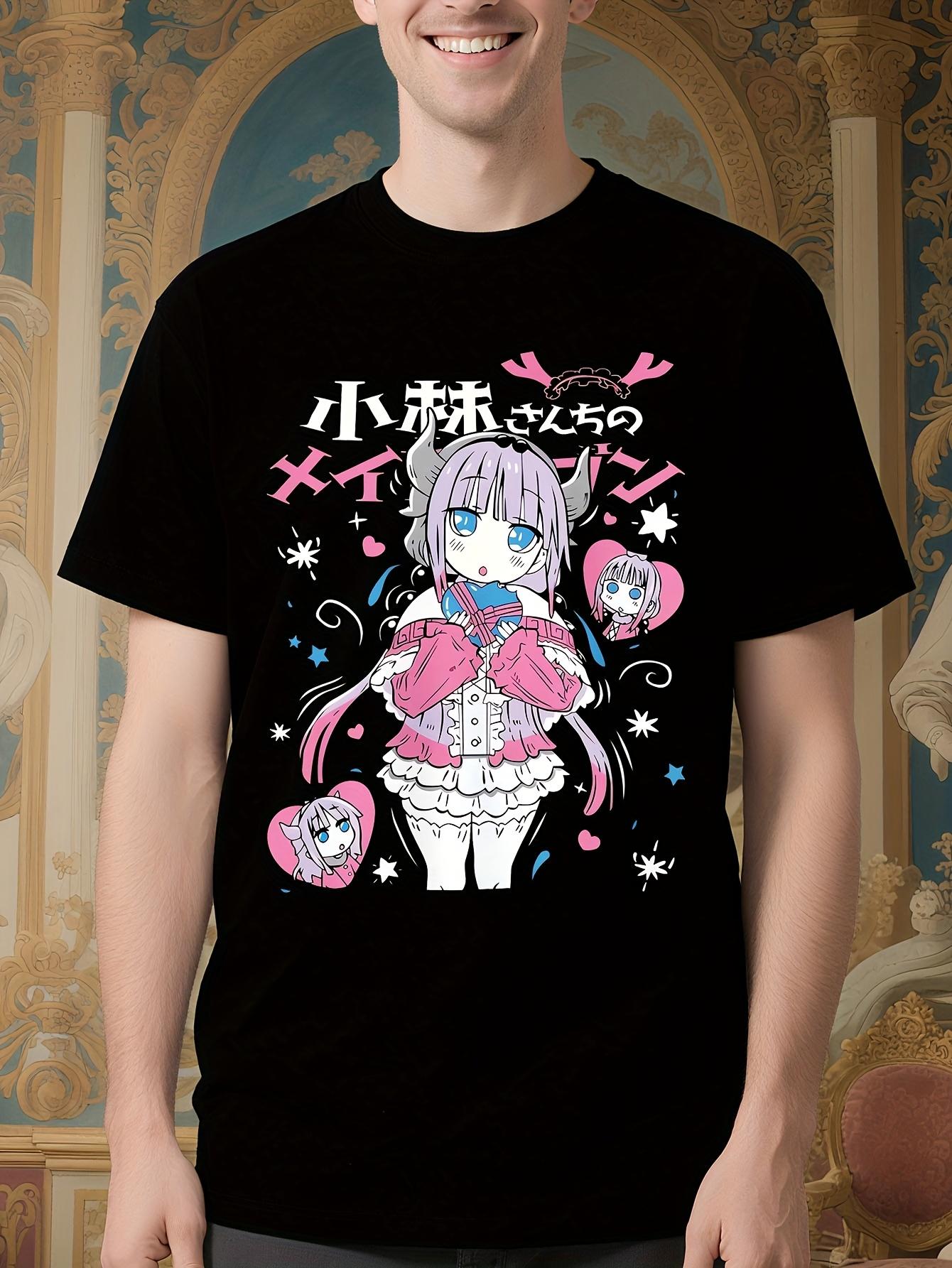 Anime Graphic Tshirt - Black with Pink Accents XL