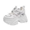 Rhinestone Decorated Thick Soled Leather Sneakers for Women Autumn Winter Height Increasing Versatile Casual Sports Walking Shoes