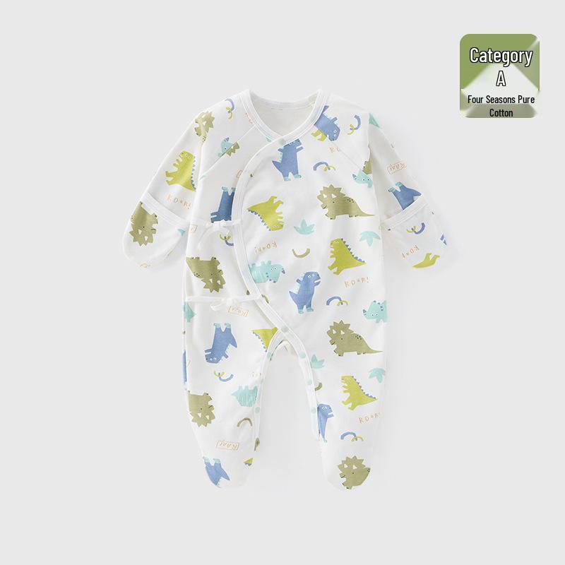 Baby Romper Pure Cotton A-Grade Crawling Suit with Hand & Foot Covers - Anti-Scratch Pajamas for Boys & Girls