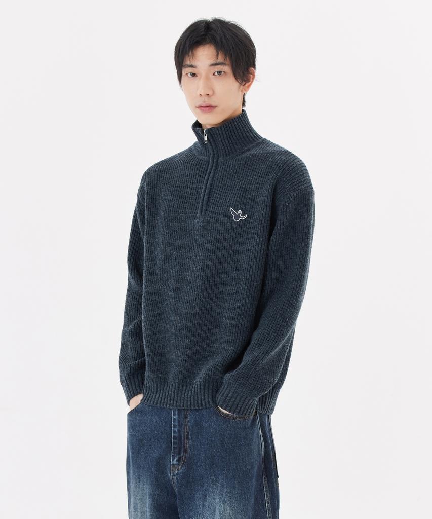 MARK GONZALES Angel Half-Zip Knit - Navy
