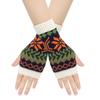 Festive Christmas Snowflake Women's Fingerless Gloves Writing Typing Winter Wrist Warmers Punk Gothic Rock Knit Half Mittens