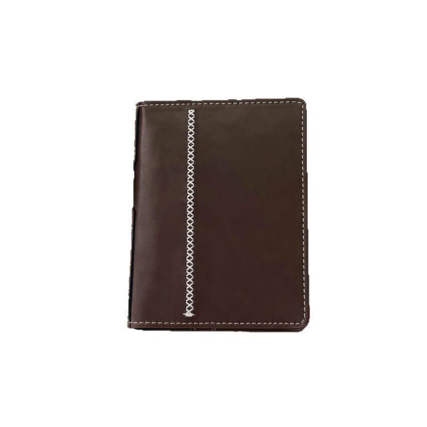 Dark Brown A7 Loose-Leaf Leather Planner - Portable Double Ring Creative Diary Notebook by Xiaohongshu.