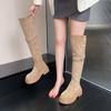 Fashion Autumn Winter Fleece-Lined Ladies Knee High Shaft Shoes Designer Luxury Hot Fashion 2025 Demi-season Goth 39 Women's Long Boots