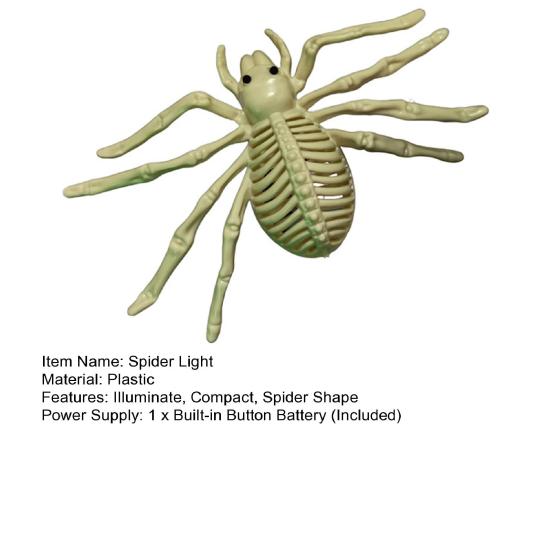 Halloween Glowing Light Realistic Skeleton Spider Shape Ornament with LED Light Portable Lightweight Halloween Decoration